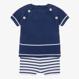 PAZ Rodríguez-Baby Boys Blue Knitted Cotton Shorts Set | Childrensalon Outlet