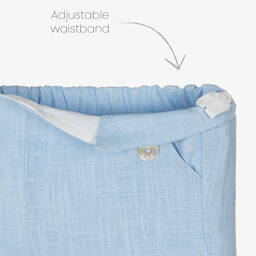 PAZ Rodríguez-طقم شورت قطن وكتان لون عاجي وأزرق للمواليد | Childrensalon Outlet