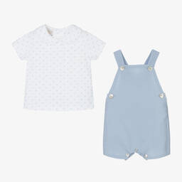PAZ Rodríguez-Белая рубашка и голубой полукомбинезон для малышей | Childrensalon Outlet
