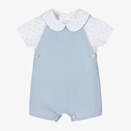 PAZ Rodríguez-Белая рубашка и голубой полукомбинезон для малышей | Childrensalon Outlet