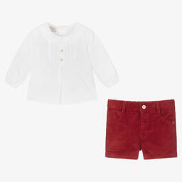 PAZ Rodríguez-Baby Boys White & Red Shorts | Childrensalon Outlet