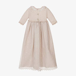 باز رودريغيز-ثوب مراسم أطفال بناتي مزيج قطن محبوك لون بيج | Childrensalon Outlet