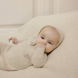 PAZ Rodríguez-Бежевый вязаный чепчик для малышек | Childrensalon Outlet