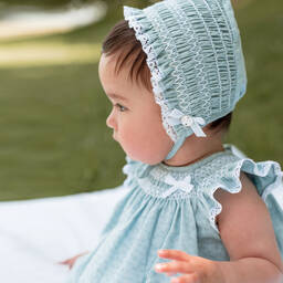 PAZ Rodríguez-Baby Girls Blue Cotton Dress Set | Childrensalon Outlet