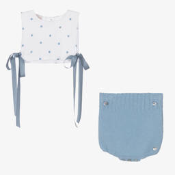 PAZ Rodríguez-Baby Girls Blue Cotton Shortie | Childrensalon Outlet