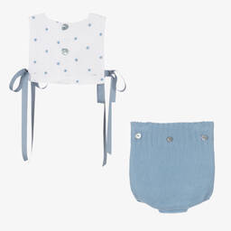 PAZ Rodríguez-Baby Girls Blue Cotton Shortie | Childrensalon Outlet