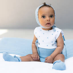 PAZ Rodríguez-Baby Girls Blue Cotton Shortie | Childrensalon Outlet