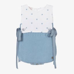 PAZ Rodríguez-Baby Girls Blue Cotton Shortie | Childrensalon Outlet