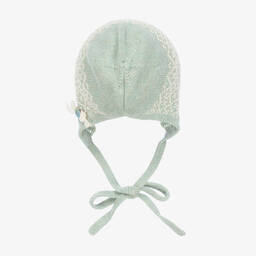 PAZ Rodríguez-Зеленый чепчик из хлопка и кашемира | Childrensalon Outlet