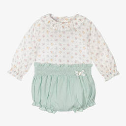 PAZ Rodríguez-Baby Girls Green Cotton Shorts Set | Childrensalon Outlet