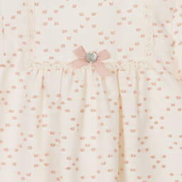 PAZ Rodríguez-فستان مزيج قطن لون عاجي وزهري للمولودات | Childrensalon Outlet