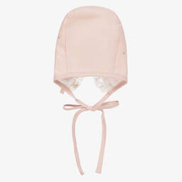 PAZ Rodríguez-Baby Girls Pink Cotton & Lace Bonnet | Childrensalon Outlet