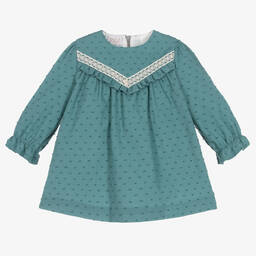 PAZ Rodríguez-Baby Girls Teal Green Cotton Dress | Childrensalon Outlet