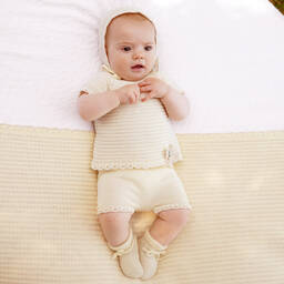 PAZ Rodríguez-Baby Girls Yellow Knitted Shorts Set | Childrensalon Outlet