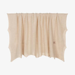 PAZ Rodríguez-Beige Knitted Cotton Baby Shawl (103cm) | Childrensalon Outlet