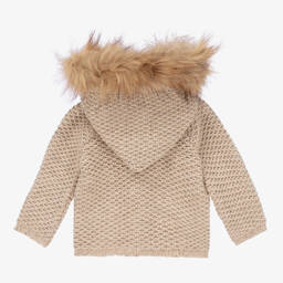 باز رودريغيز-معطف صوف وفرو صناعي لون بيج للأطفال | Childrensalon Outlet