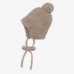 PAZ Rodríguez-Beige Wool Knit Pom-Pom Hat | Childrensalon Outlet