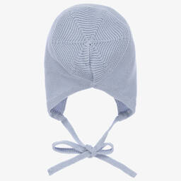PAZ Rodríguez-Blue Cotton Knit Baby Bonnet | Childrensalon Outlet