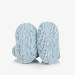 PAZ Rodríguez-Blue Cotton Knit Baby Booties | Childrensalon Outlet