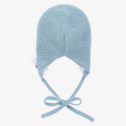 PAZ Rodríguez-Blue Knit Baby Bonnet | Childrensalon Outlet