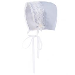 PAZ Rodríguez-Blue Linen Blend Baby Bonnet | Childrensalon Outlet