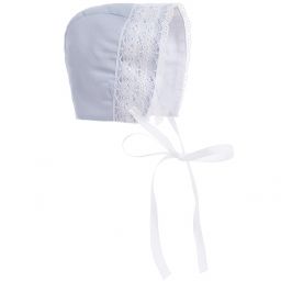 PAZ Rodríguez-Blue Linen Blend Baby Bonnet | Childrensalon Outlet