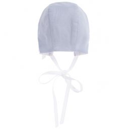 PAZ Rodríguez-Blue Linen Blend Baby Bonnet | Childrensalon Outlet