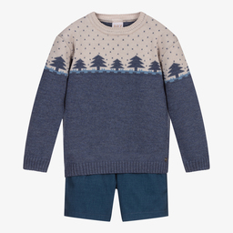 PAZ Rodríguez-Blue Sweater & Shorts Set | Childrensalon Outlet