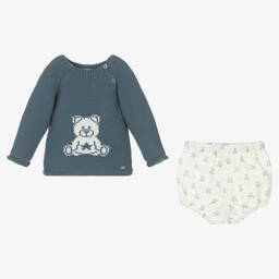 PAZ Rodríguez-Blue Teddy Knit Shorts Set | Childrensalon Outlet