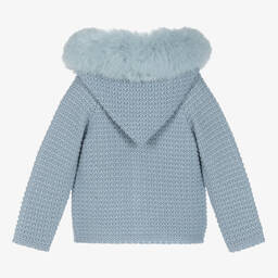 باز رودريغيز-جاكيت هودي مزيج صوف مارينو محبوك لون أزرق | Childrensalon Outlet