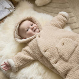 PAZ Rodríguez-Boys Beige Sherpa Fleece Pramsuit | Childrensalon Outlet