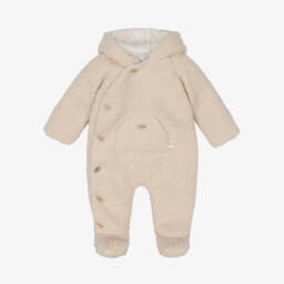 PAZ Rodríguez-Boys Beige Sherpa Fleece Pramsuit | Childrensalon Outlet