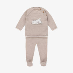 PAZ Rodríguez-Boys Beige Wool Bear Outfit | Childrensalon Outlet