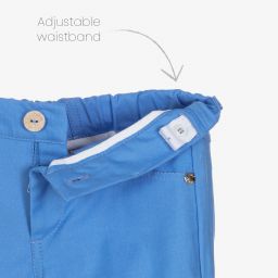 PAZ Rodríguez-طقم شورت أطفال ولادي مزيج قطن وكتان لون أزرق فاقع وعاجي | Childrensalon Outlet