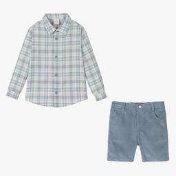 PAZ Rodríguez-Boys Blue Cotton Shorts Set | Childrensalon Outlet