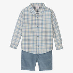 PAZ Rodríguez-Boys Blue Cotton Shorts Set | Childrensalon Outlet