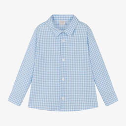 PAZ Rodríguez-Boys Blue Gingham Shirt & White Shorts Set | Childrensalon Outlet