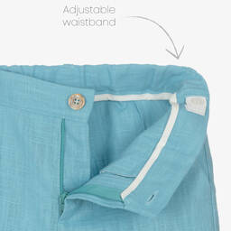 PAZ Rodríguez-Boys Blue & White Linen Shorts Set | Childrensalon Outlet