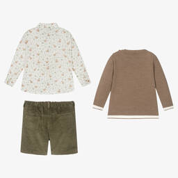 PAZ Rodríguez-Коричнево-зеленый комплект с шортами для мальчиков | Childrensalon Outlet