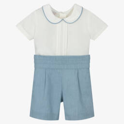 PAZ Rodríguez-Boys Classic Blue Linen Ensemble | Childrensalon Outlet