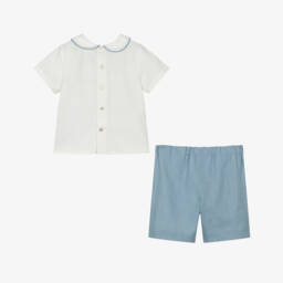 PAZ Rodríguez-Boys Classic Blue Linen Ensemble | Childrensalon Outlet