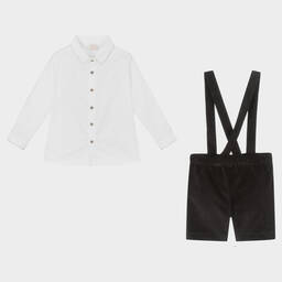 PAZ Rodríguez-طقم شورت قطن لون رمادي وأبيض للأولاد | Childrensalon Outlet