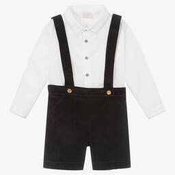 PAZ Rodríguez-طقم شورت قطن لون رمادي وأبيض للأولاد | Childrensalon Outlet