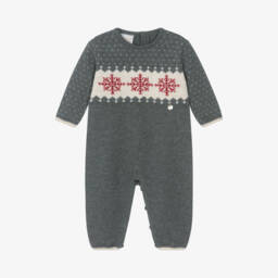 PAZ Rodríguez-Boys Grey Merino Knit Babygrow | Childrensalon Outlet