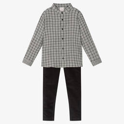 PAZ Rodríguez-Boys Grey Shirt & Trouser Set | Childrensalon Outlet