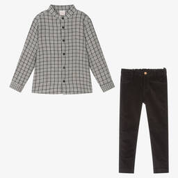 PAZ Rodríguez-Boys Grey Shirt & Trouser Set | Childrensalon Outlet