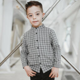 PAZ Rodríguez-Boys Grey Shirt & Trouser Set | Childrensalon Outlet