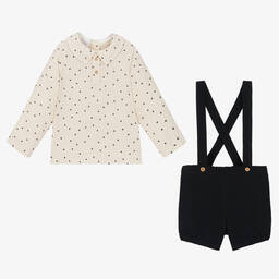 PAZ Rodríguez-طقم دانغريز أطفال ولادي قطن لون أسود وعاجي | Childrensalon Outlet