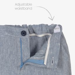 PAZ Rodríguez-طقم شورت أطفال ولادي مزيج قطن وكتان لون عاجي وأزرق | Childrensalon Outlet