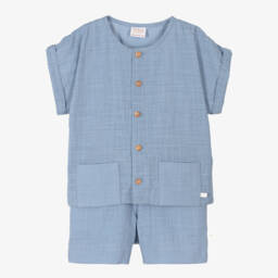 PAZ Rodríguez-Boys Light Blue Cotton Ensemble | Childrensalon Outlet
